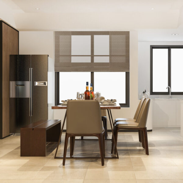 3d rendering dining room and kitchen with luxury decor